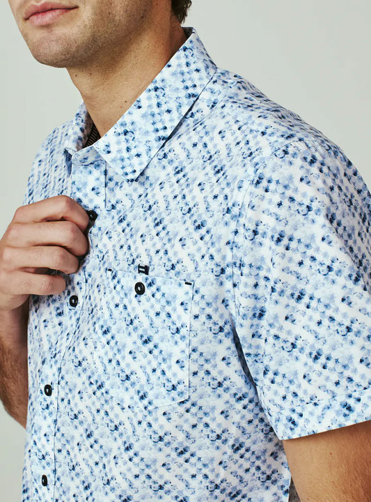 Marino Short Sleeve Shirt (Blue) Detail | 7 Diamonds