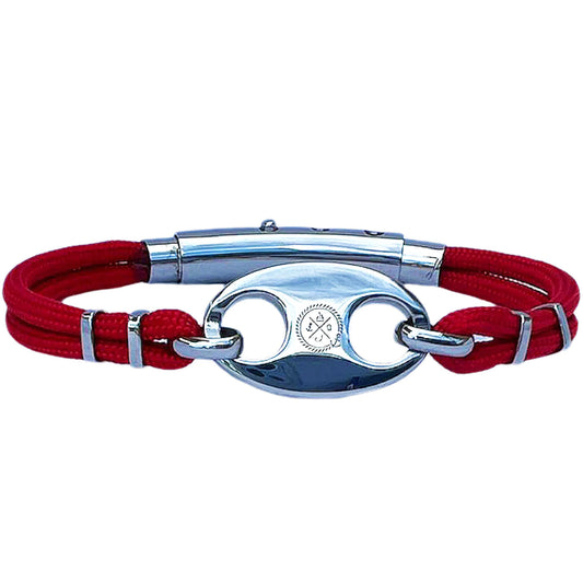 Double Cord Mariner Link Bracelet (Red/Silver)