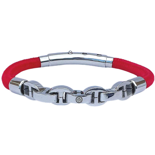 Single Cord Mariner Link Bracelet (Red/Silver)