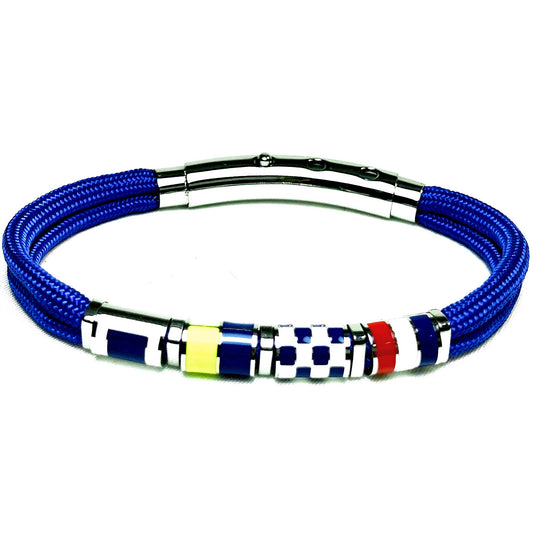 Double Corded Flag Bracelet (Royal Blue/Silver)