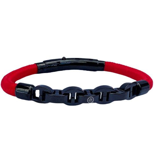 Single Cord Mariner Link Bracelet (Red/Black)