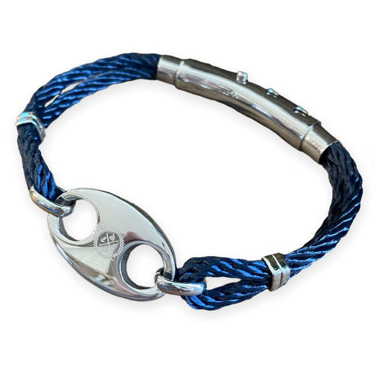 Double Cord Mariner Link Bracelet (Navy/Silver)