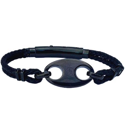 Double Cord Mariner Link Bracelet (Black/Black)
