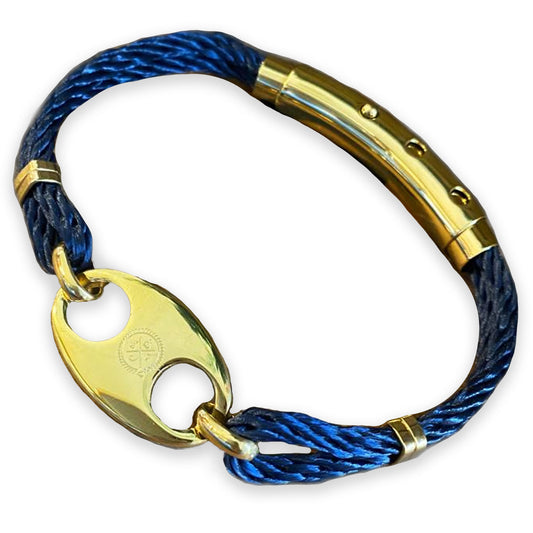 Double Cord Mariner Link Bracelet (Navy/Gold)