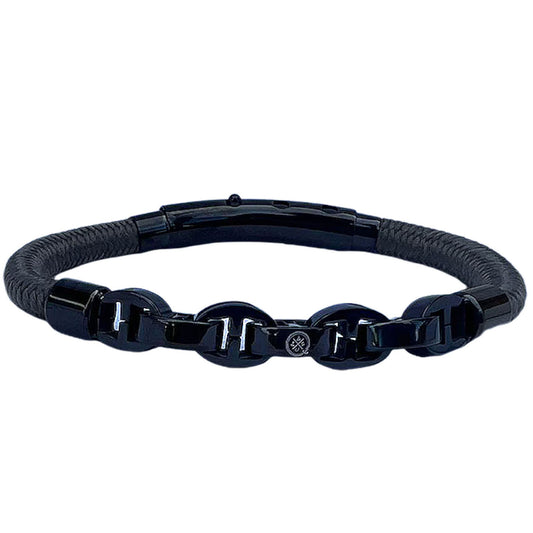 Single Cord Mariner Link Bracelet (Black/Black)