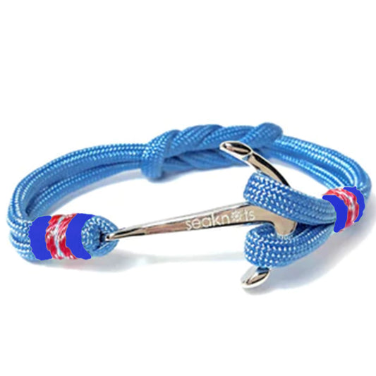 Double Cord Anchor Bracelet (Aqua/Silver) | Seaknots Bracelets