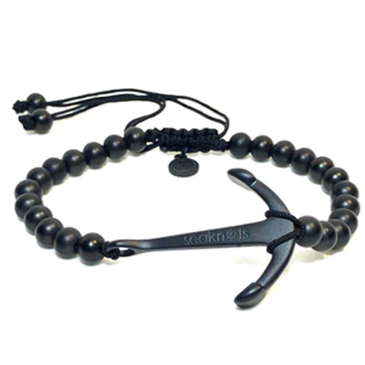 Medium Bead Anchor Bracelet (Matte Black) | Seaknots Bracelets