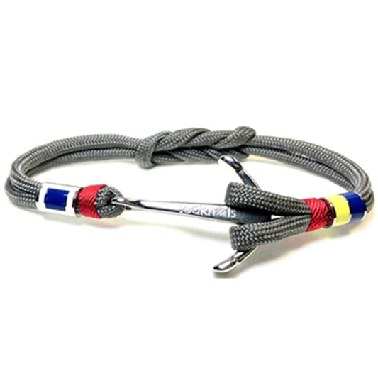 Double Cord Anchor Flag Bracelet (Grey/Silver) | Seaknots Bracelets