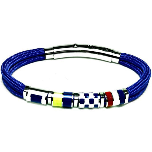 Double Cord Flag Bracelet (Blue/Silver) | Seaknots Bracelets