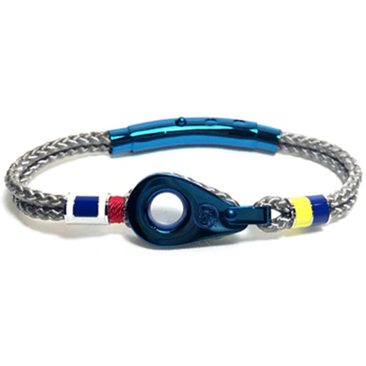 Double Cord Flag Pulley Bracelet (Grey/Blue) | Seaknots Bracelets